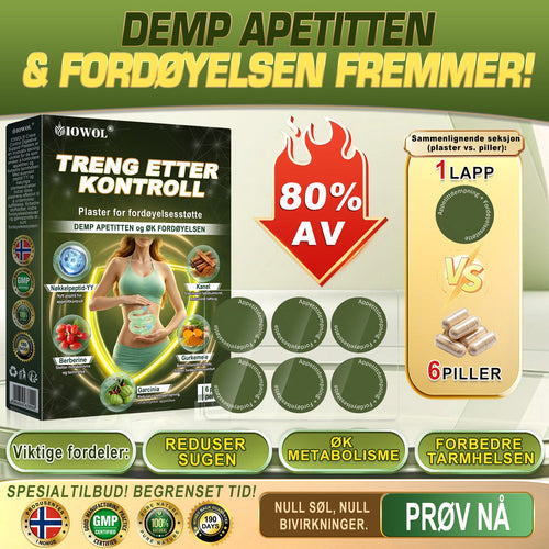 IOWOL ® APPETITTKONTROLLPLASTER! INGEN PILLER & INGEN SULT & INGEN KAMP & 100% RESULTATER.