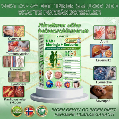 𝑨𝑴𝒁𝑲𝑬𝑬𝑷® NAD+ Nano Patch — Daglig støtte for forbrenning, energi og vektbalanse.