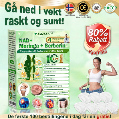 𝑨𝑴𝒁𝑲𝑬𝑬𝑷® NAD+ Nano Patch — Daglig støtte for forbrenning, energi og vektbalanse.