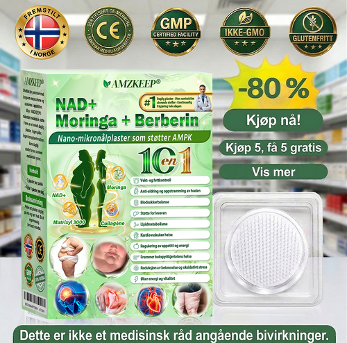 𝑨𝑴𝒁𝑲𝑬𝑬𝑷® NAD+ Nano Patch — Daglig støtte for forbrenning, energi og vektbalanse.