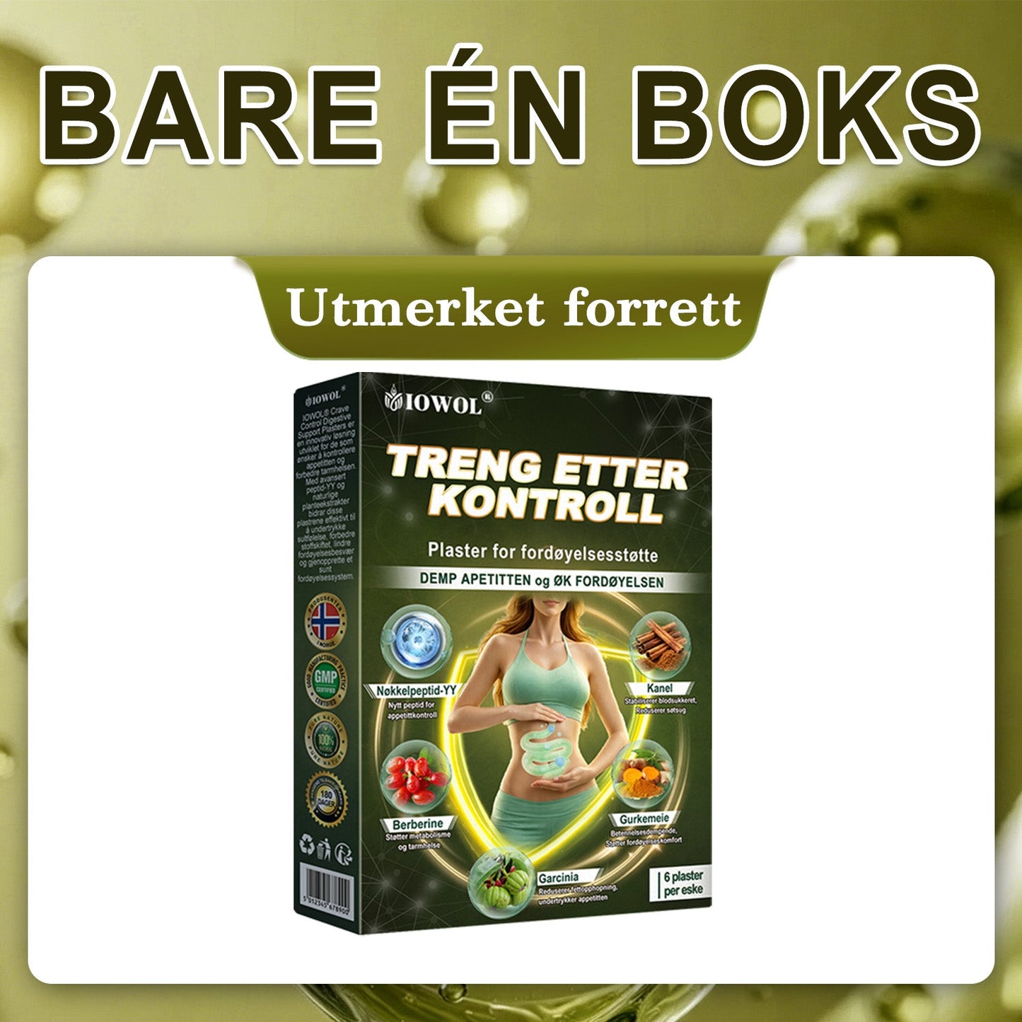 IOWOL ® APPETITTKONTROLLPLASTER! INGEN PILLER & INGEN SULT & INGEN KAMP & 100% RESULTATER.